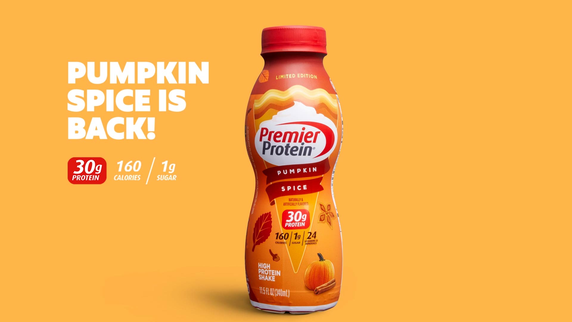 Pumpkin Spice Is Back! 30g Protein, 160 Calories, 1g Sugar